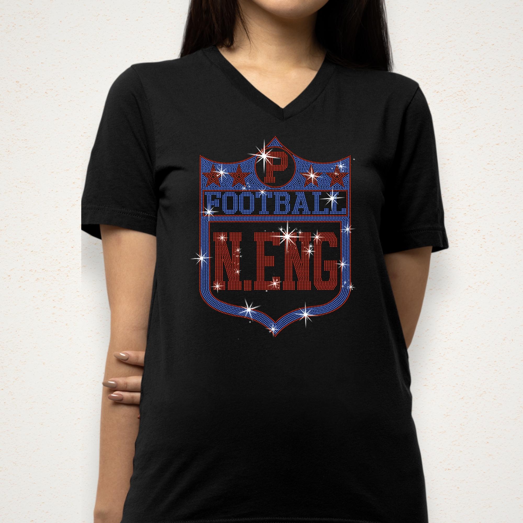 Rhinestone New England Football Fan Shirt: Stylish Game Day Tee