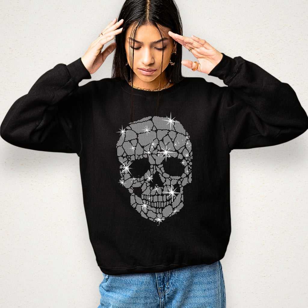 Rhinestone Skull T-Shirt: Women's Bling Halloween Tee