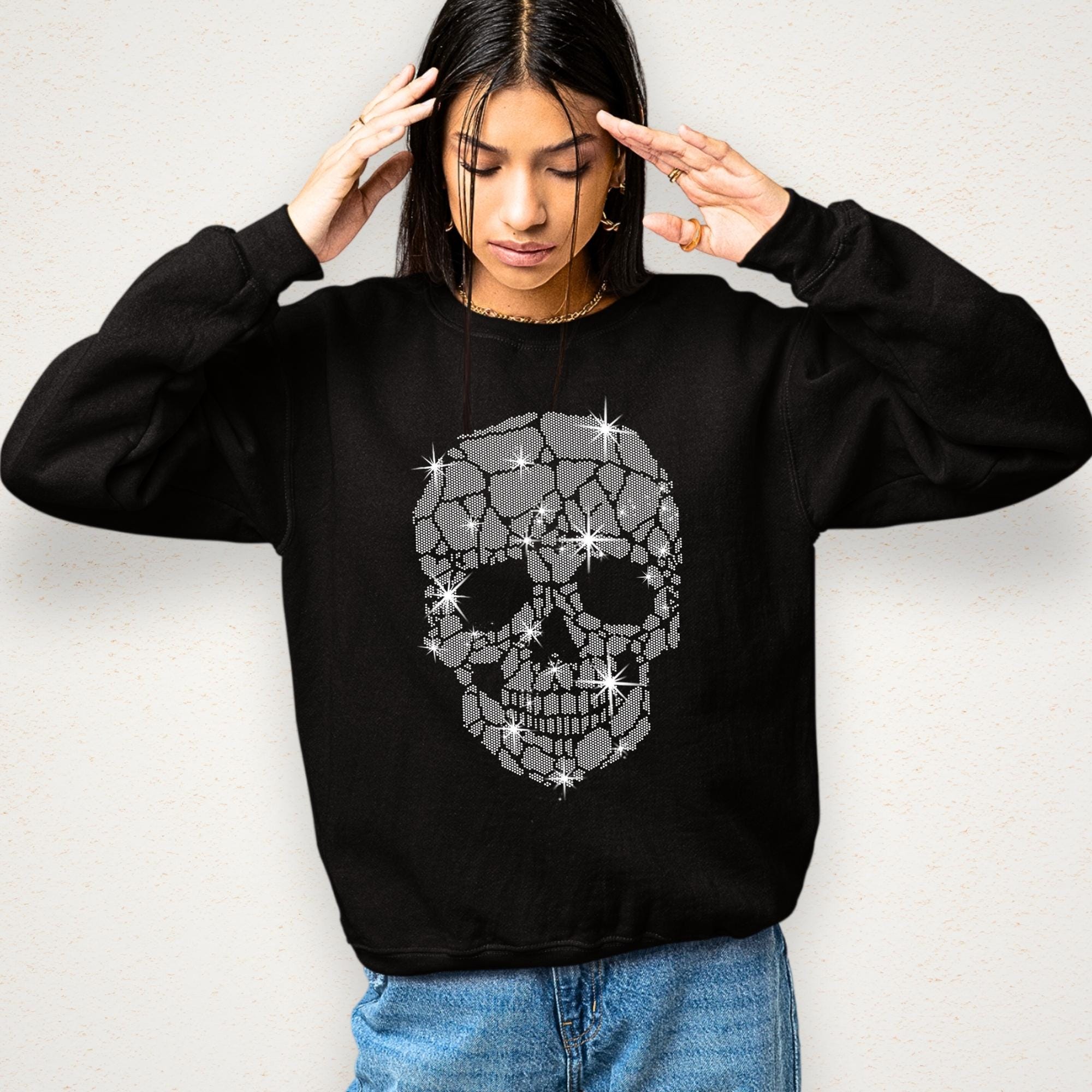 Rhinestone Skull T-Shirt: Women's Bling Halloween Tee