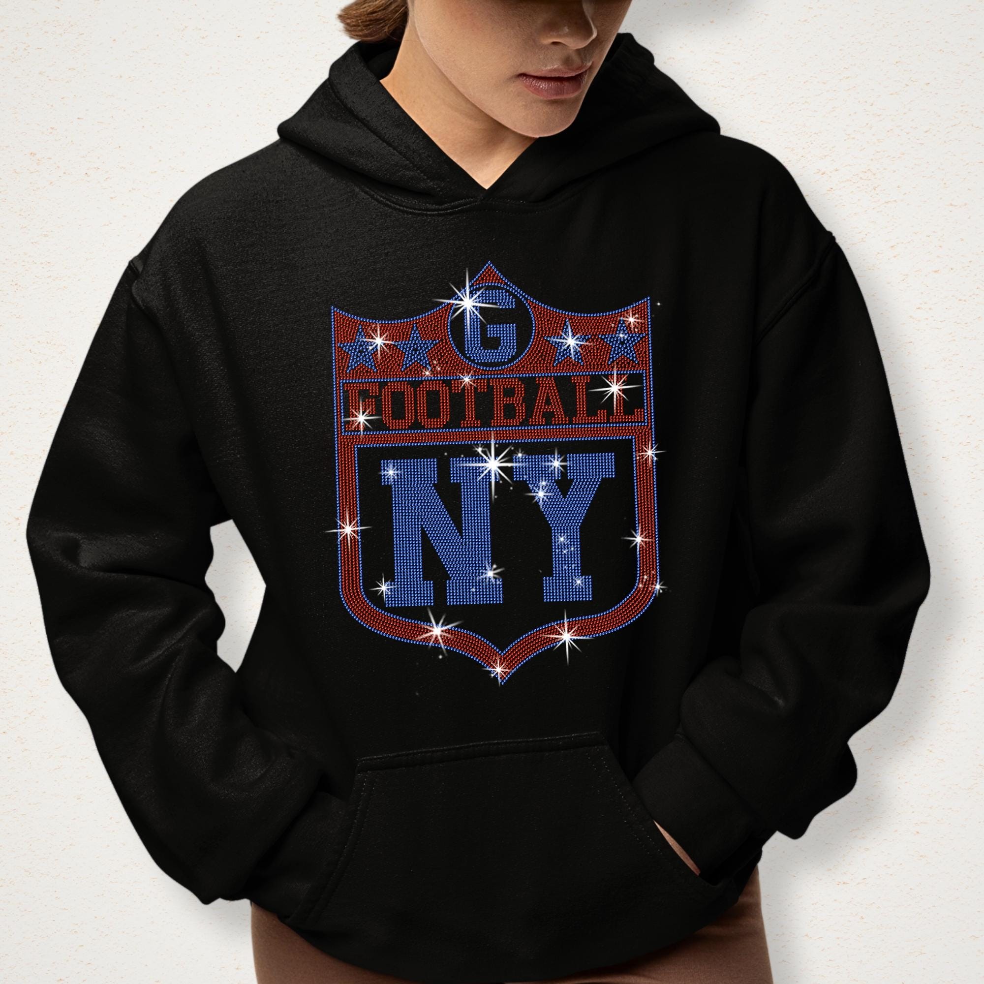 New York Football Shield Rhinestone Shirt: Football Fan Tee, Game Day Apparel Secondary image