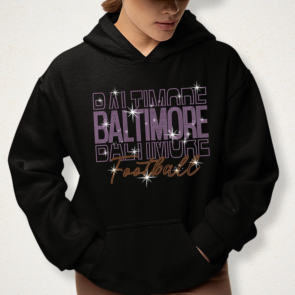 Baltimore Rhinestone Football Shirt: Sparkling Game Day Style