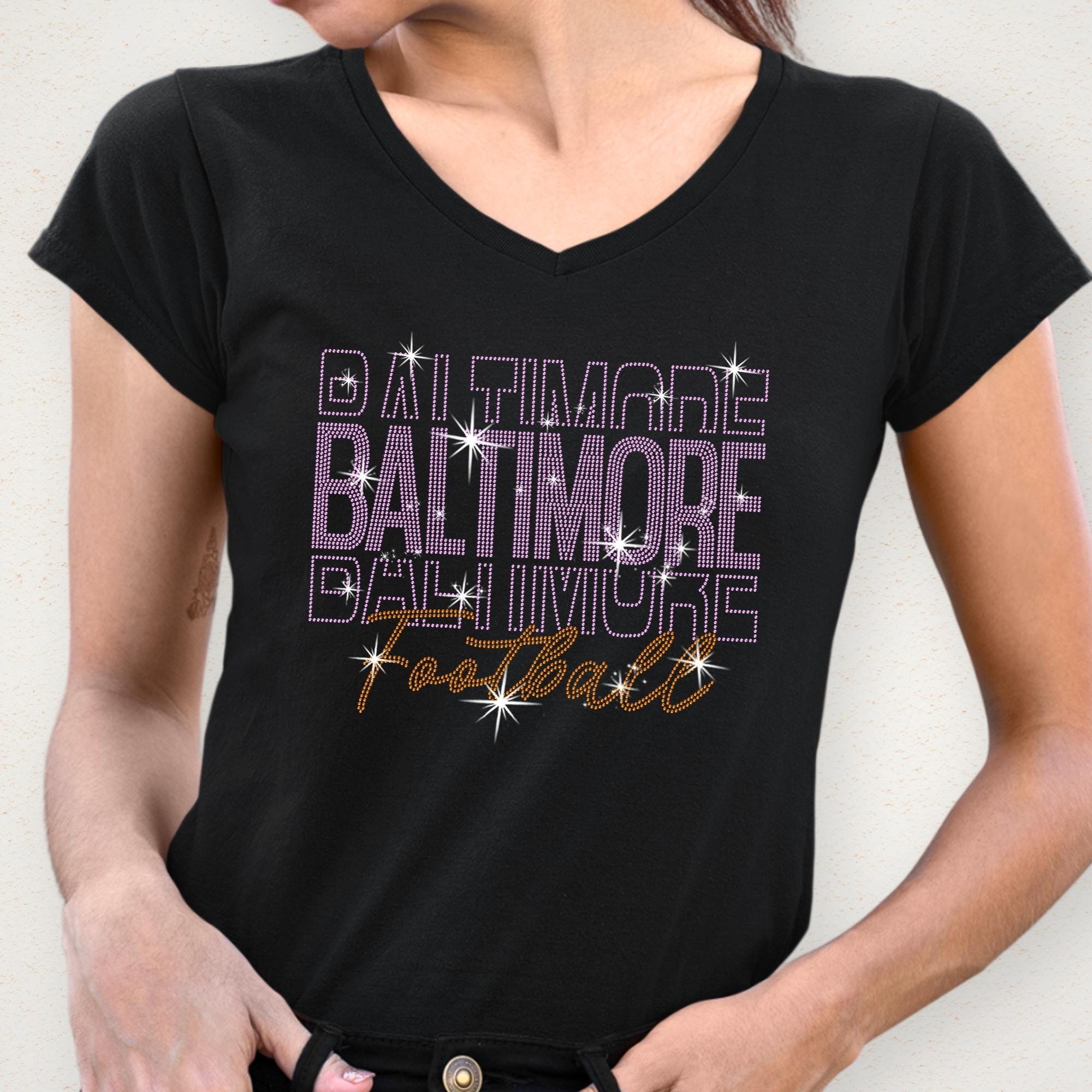 Baltimore Rhinestone Football Shirt: Sparkling Game Day Style