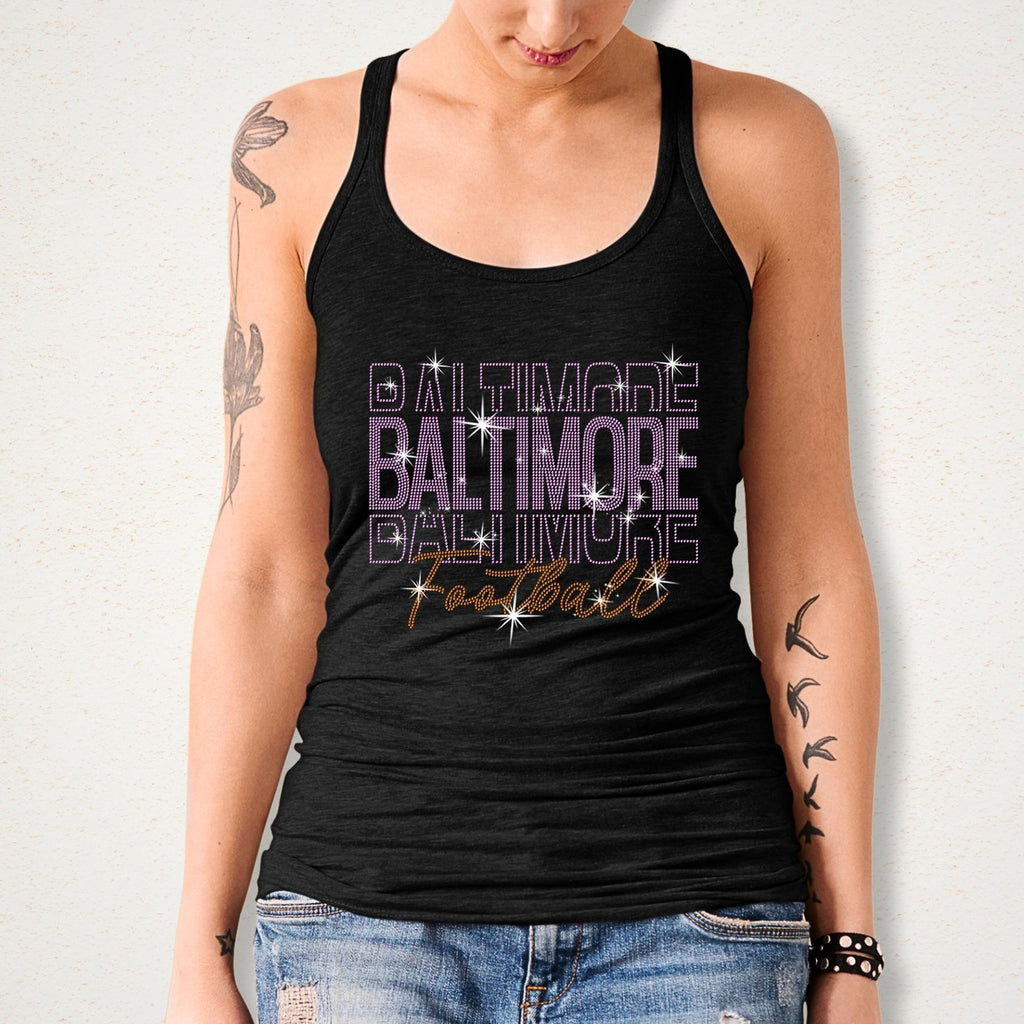 Baltimore Rhinestone Football Shirt: Sparkling Game Day Style