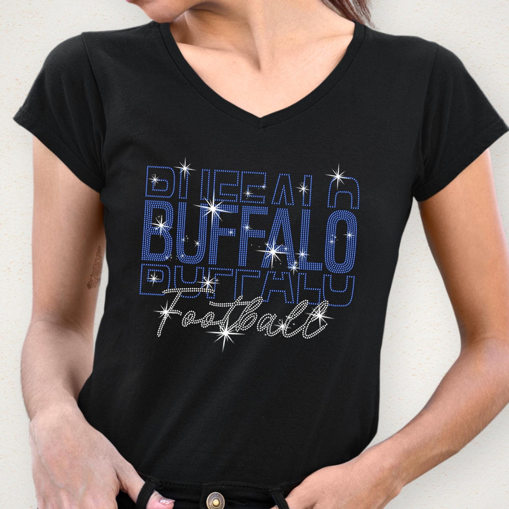 Buffalo Rhinestone Football Shirt: Sparkling Game Day Outfit