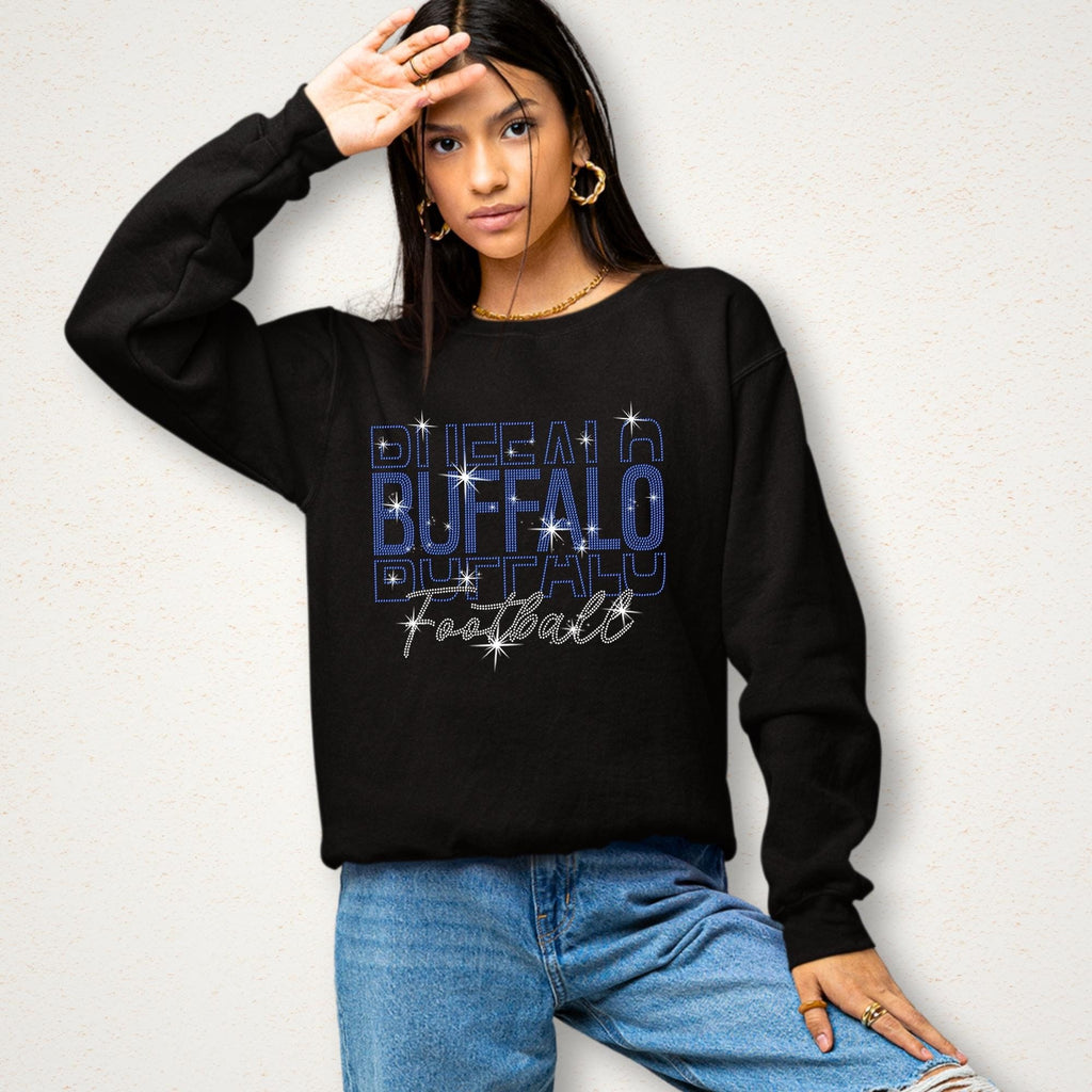 Buffalo Rhinestone Football Shirt: Sparkling Game Day Outfit
