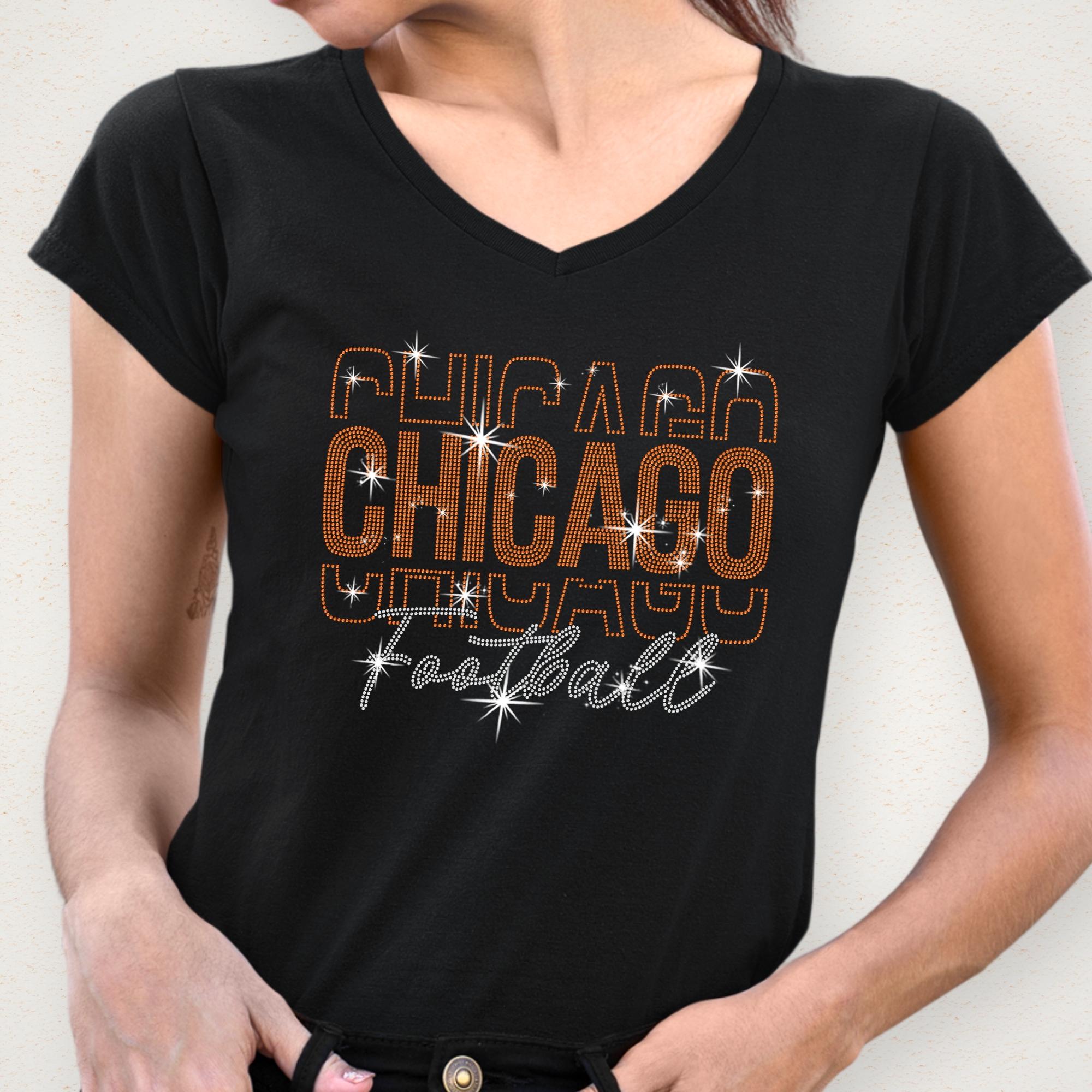 Chicago Rhinestone Football Shirt: Sparkling Game Day Sweatshirt