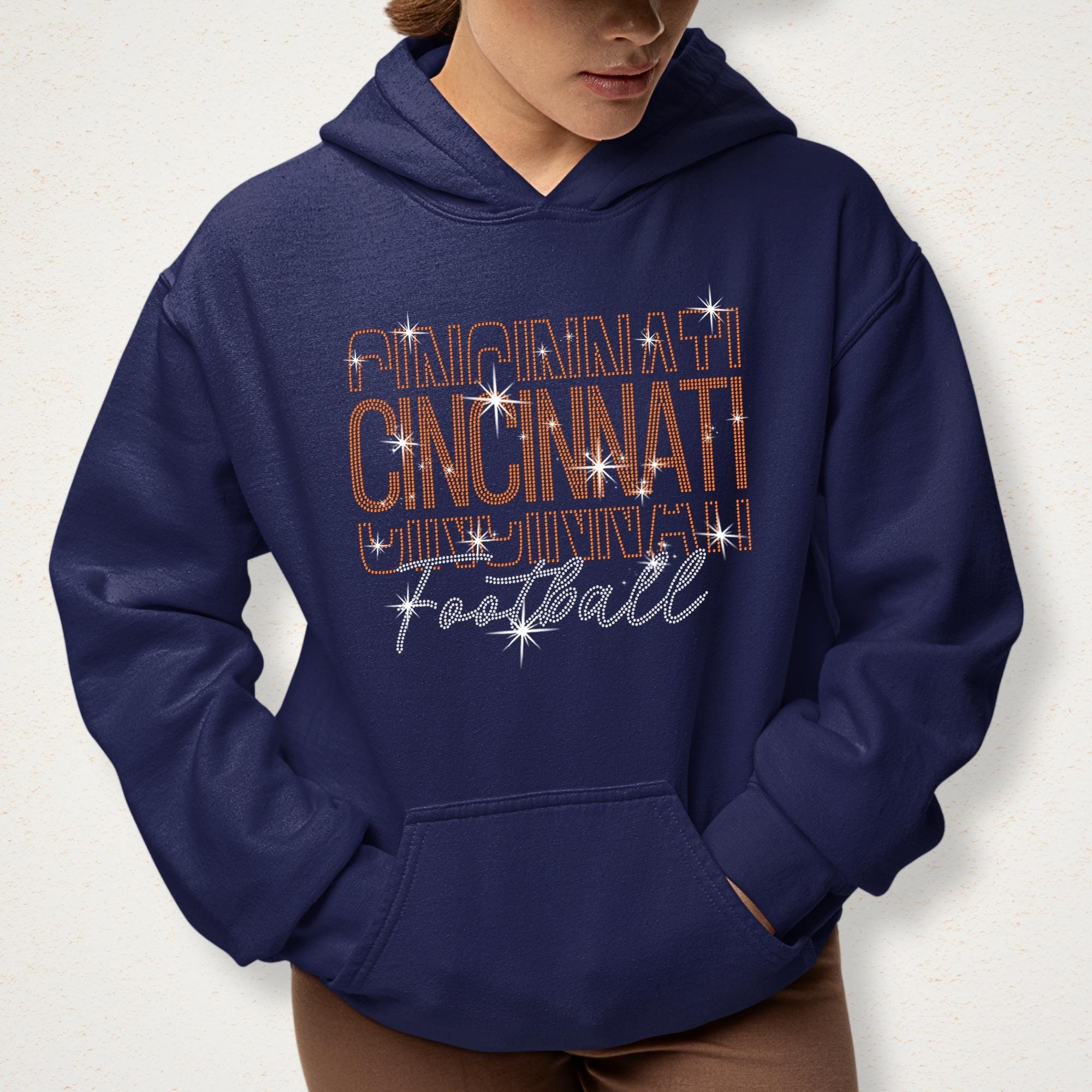 Cincinnati Rhinestone Football Shirt: Sparkling Game Day Style