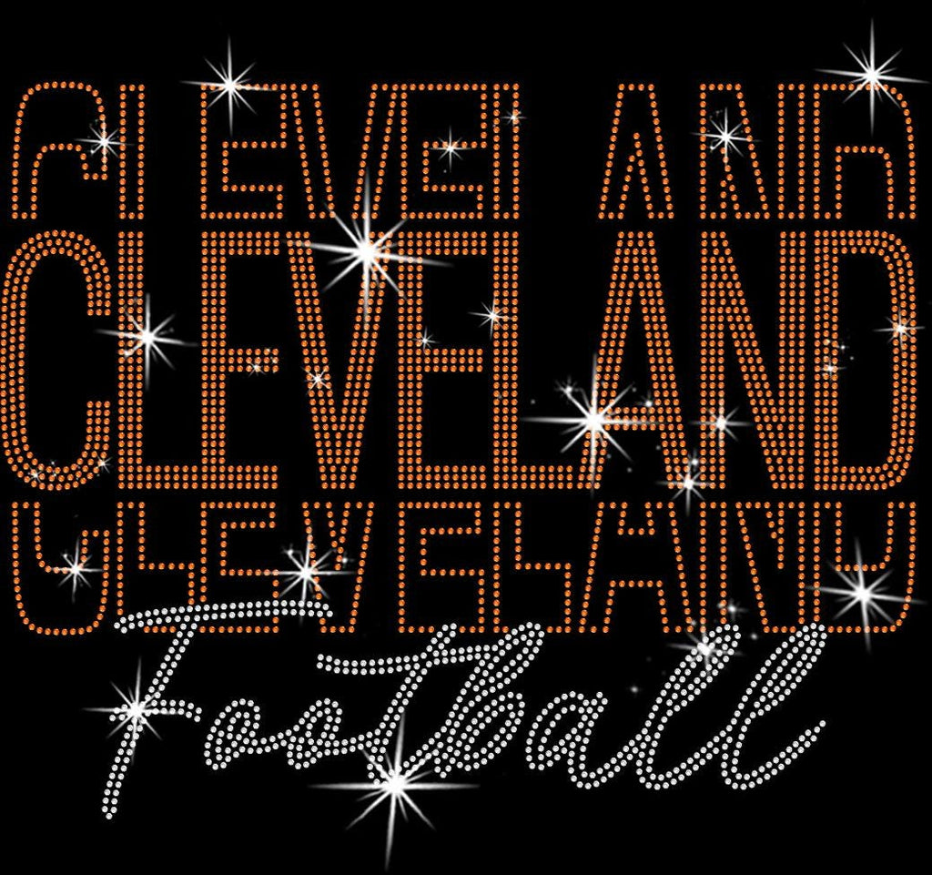Cleveland Rhinestone Football Shirt: Sparkling Game Day Fan Apparel
