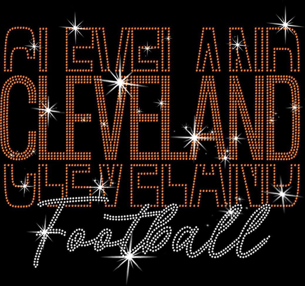 Cleveland Rhinestone Football Shirt: Sparkling Game Day Fan Apparel