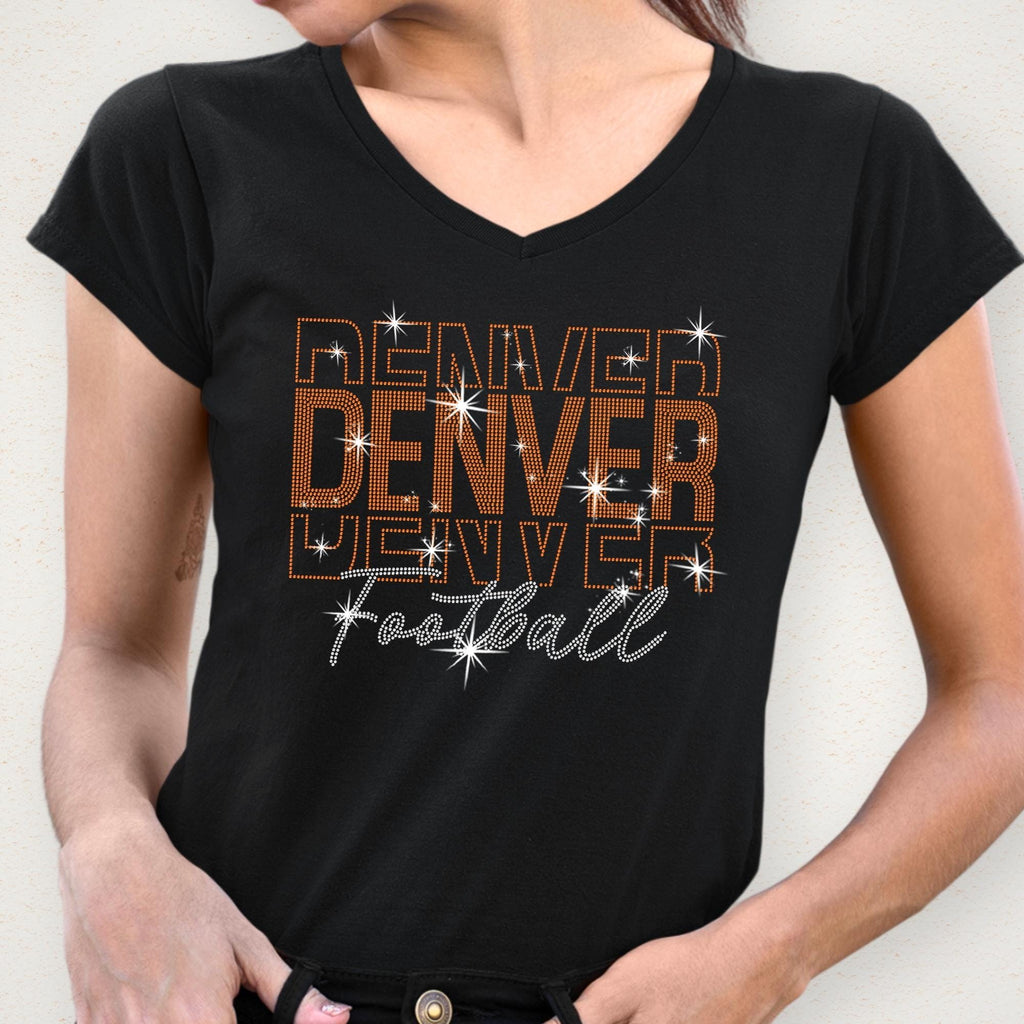 Denver Rhinestone Football Shirt: Sparkling Gameday Sweatshirt