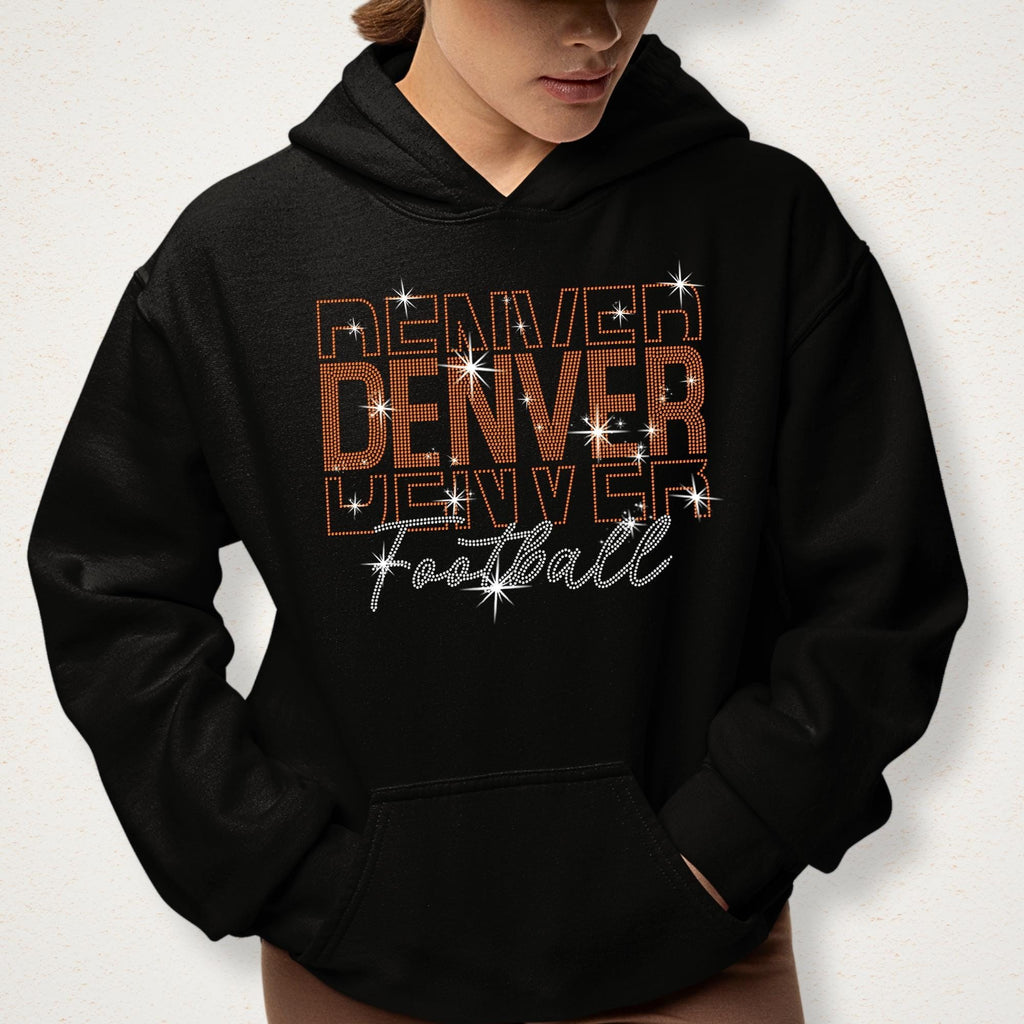 Denver Rhinestone Football Shirt: Sparkling Gameday Sweatshirt