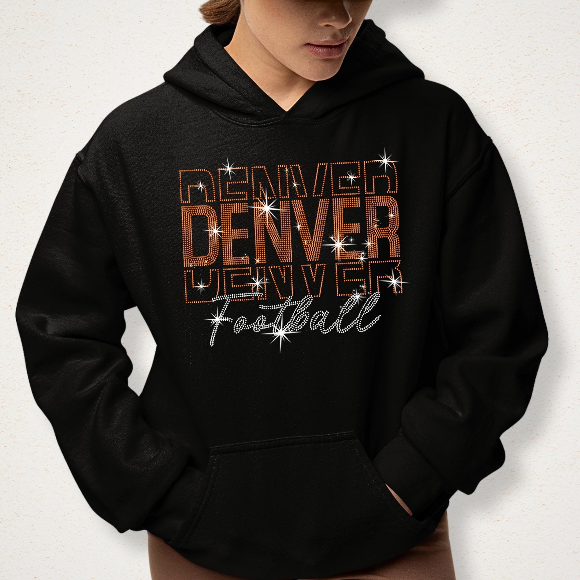 Denver Rhinestone Football Shirt: Sparkling Gameday Sweatshirt