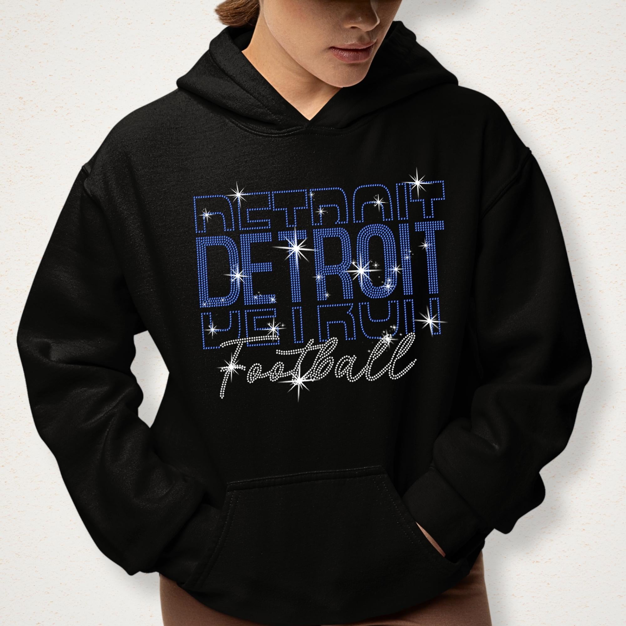 Detroit Rhinestone Football Shirt: Sparkling Gameday Pride