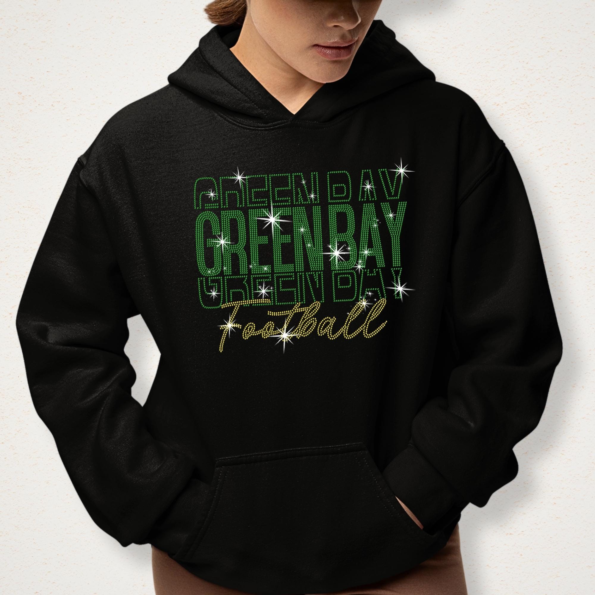 Green Bay Rhinestone Football Gameday Shirt: Sparkling Sports Apparel
