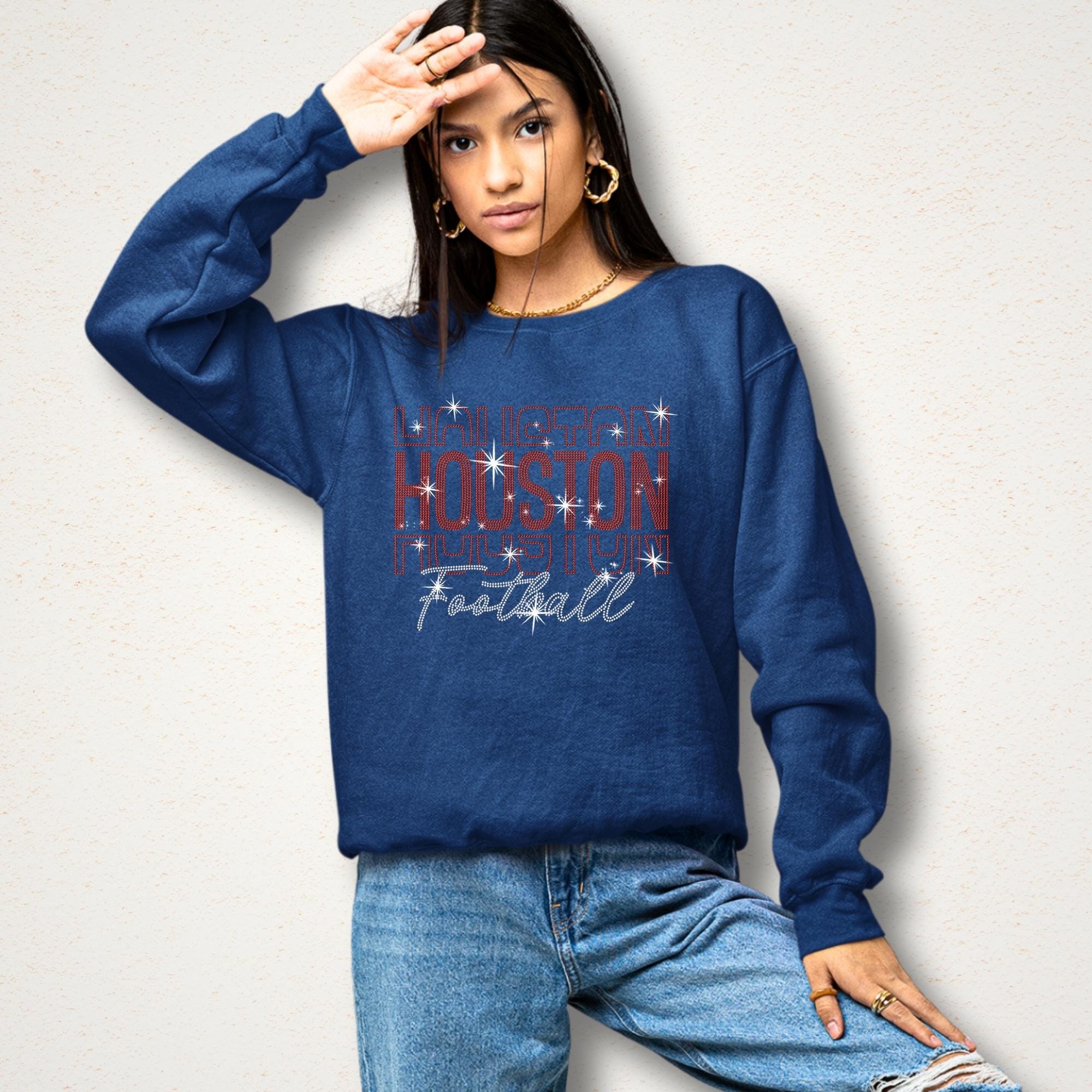 Houston Rhinestone Football Fan Shirt: Sparkling Gameday Apparel