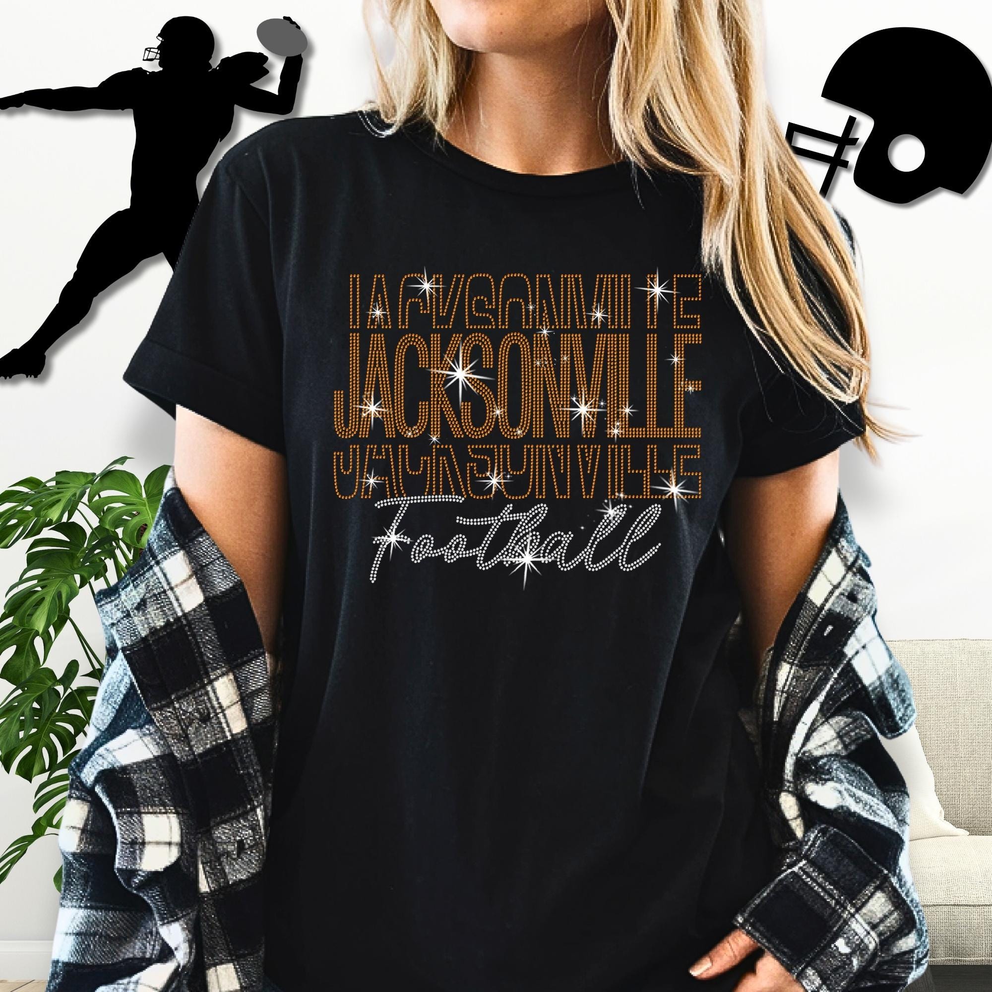 Jacksonville Rhinestone Football Shirt: Sparkling Gameday Sweater