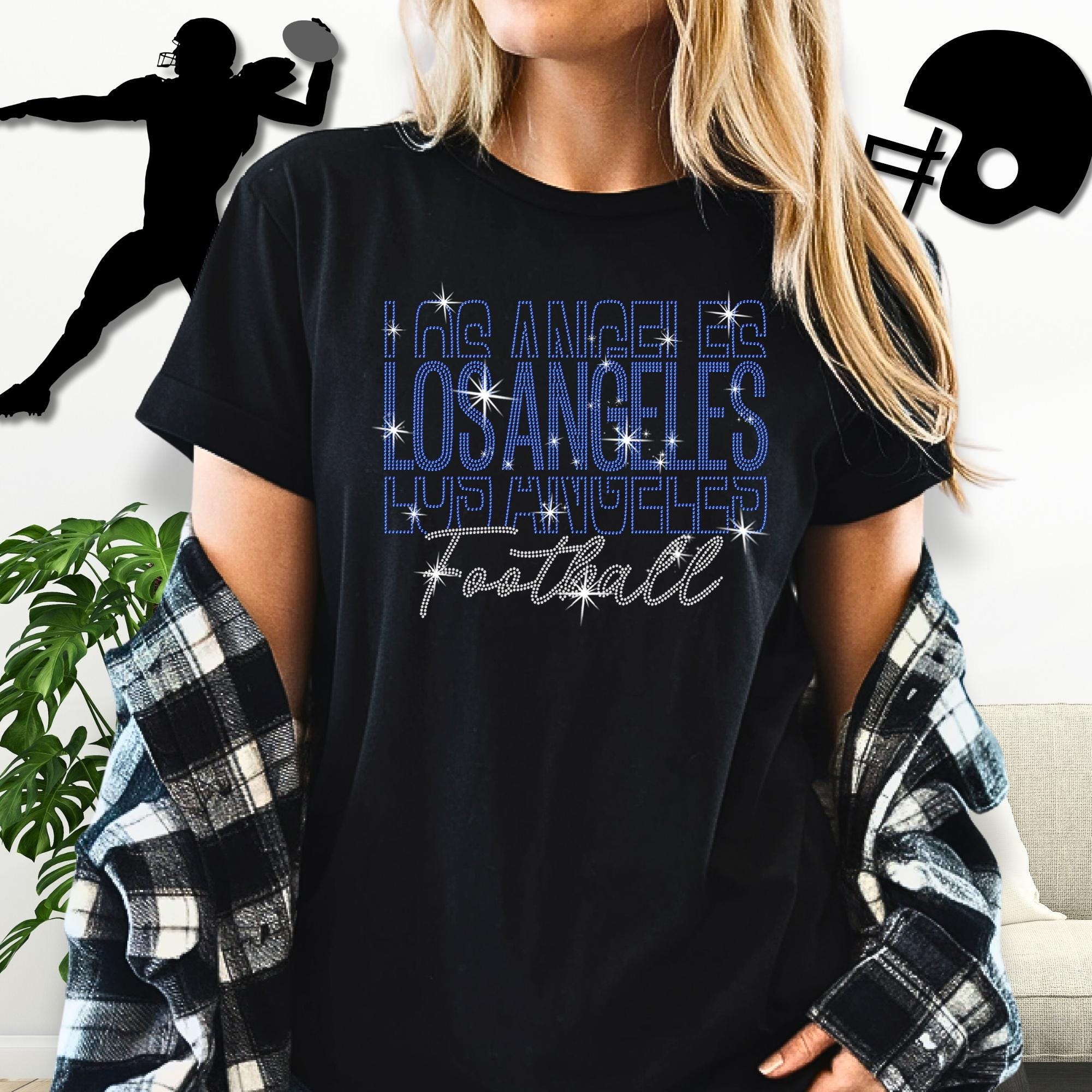 Los Angeles Rhinestone Football Shirt: Vintage Gameday Sweatshirt