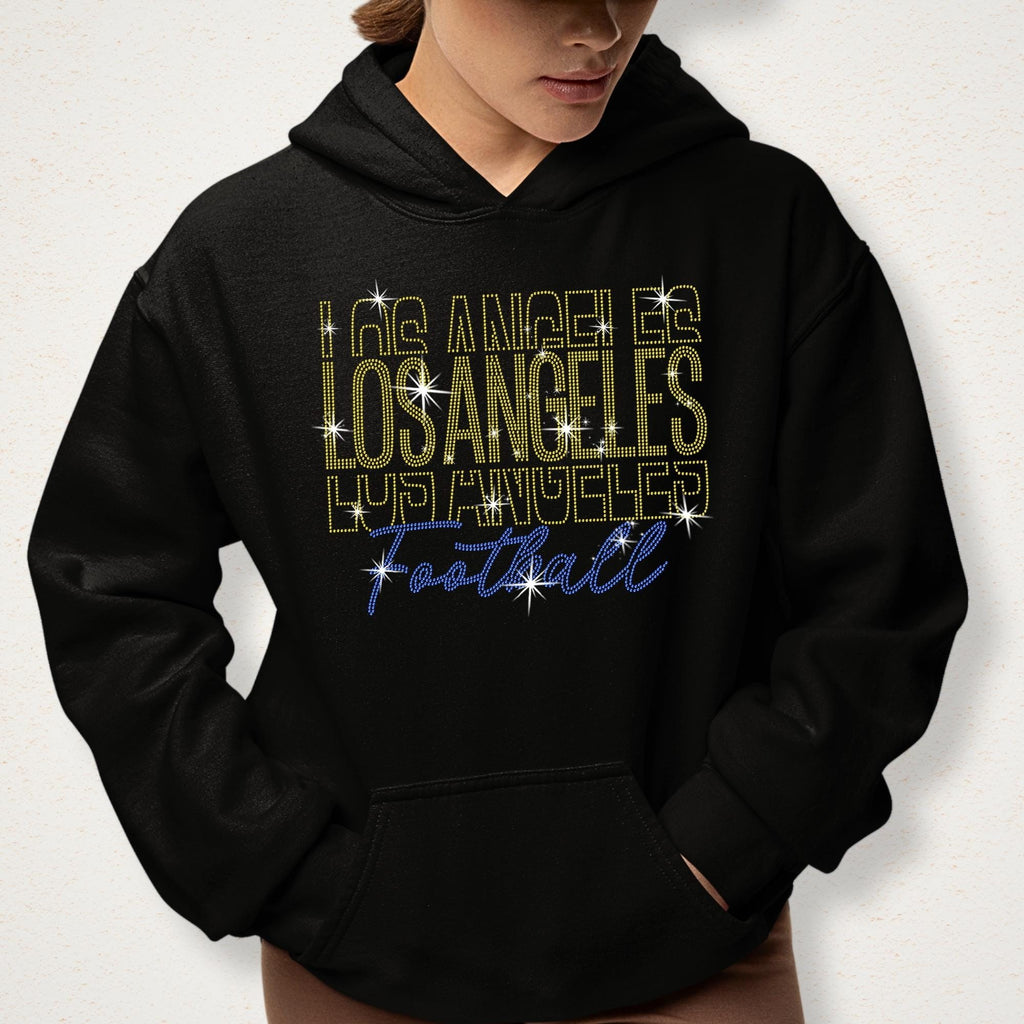 Los Angeles Rhinestone Football Shirt: Sparkling Gameday Fan Apparel