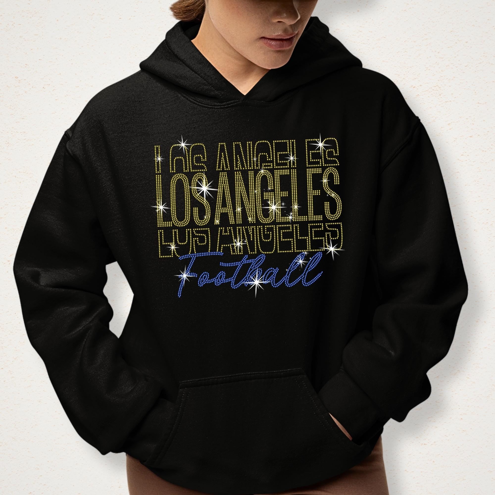 Los Angeles Rhinestone Football Shirt: Sparkling Gameday Fan Apparel