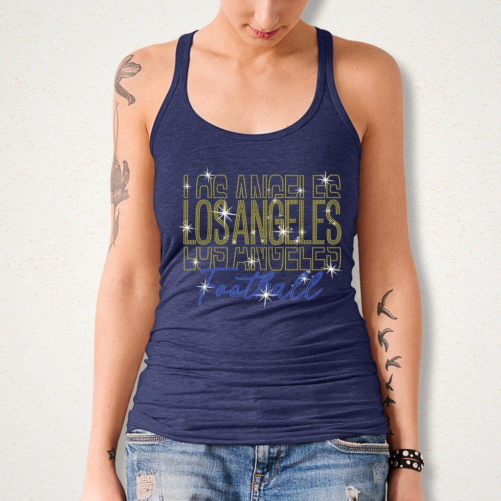 Los Angeles Rhinestone Football Shirt: Sparkling Gameday Fan Apparel