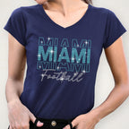 Miami Rhinestone Football Shirt: Sparkling Gameday Apparel
