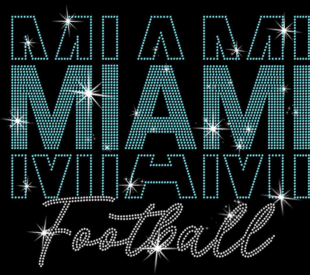 Miami Rhinestone Football Shirt: Sparkling Gameday Apparel