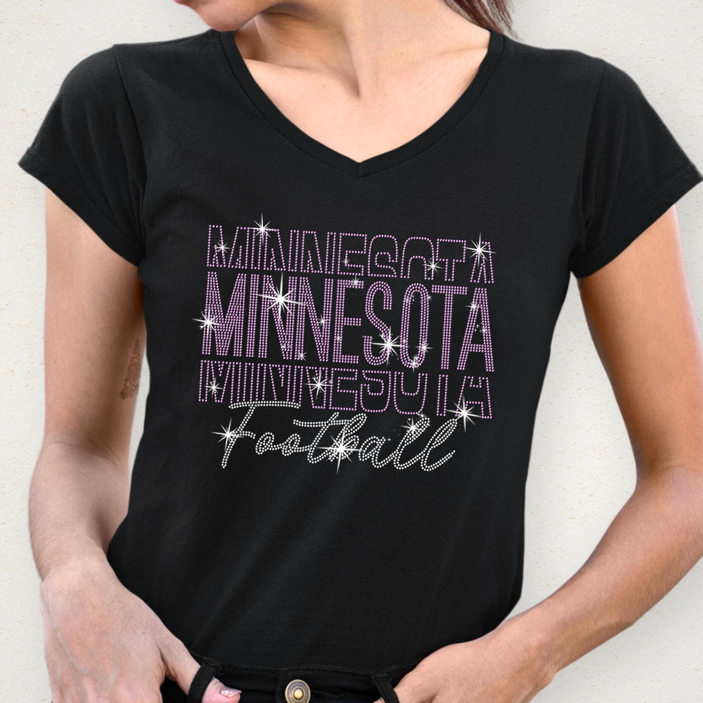 Minnesota Rhinestone Football Shirt: Sparkling Gameday Apparel