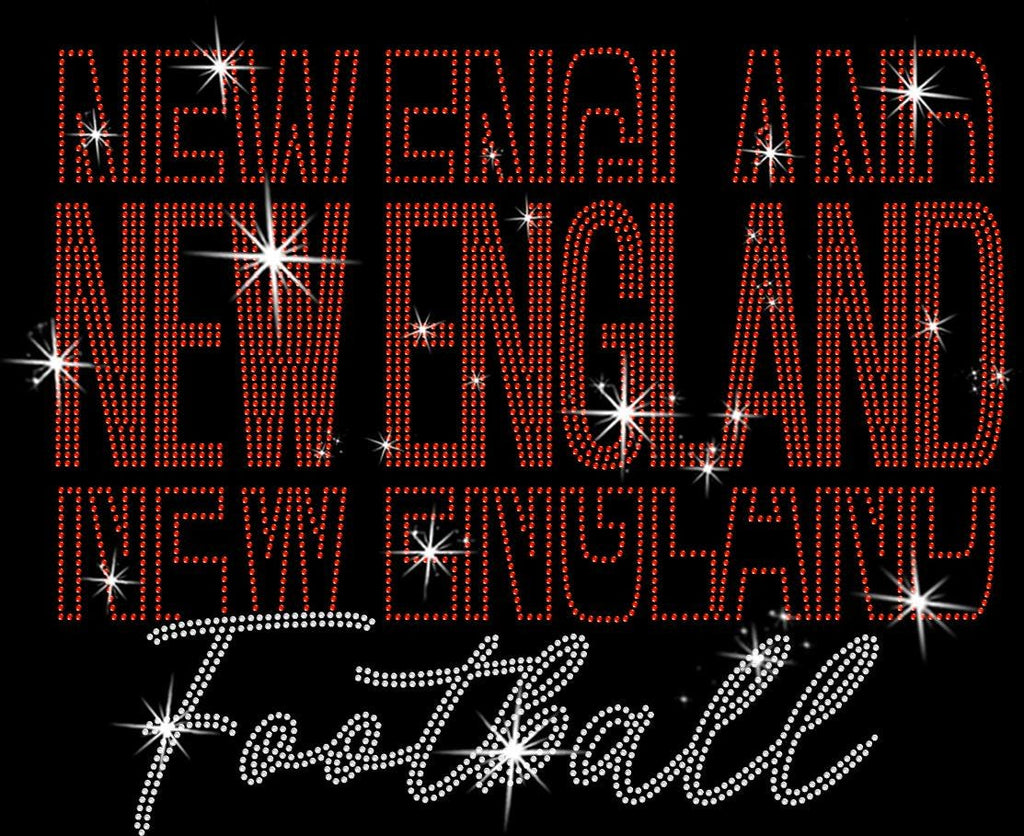 Rhinestone Football Gameday Shirt: New England Fan Apparel