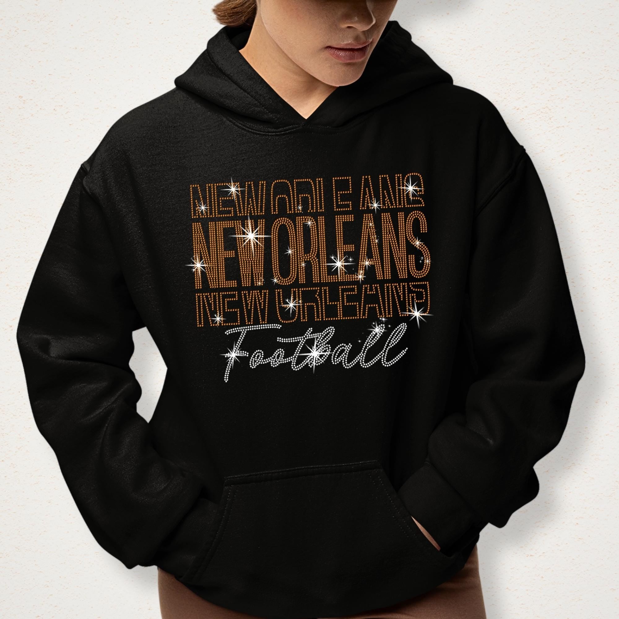 New Orleans Rhinestone Football Shirt: Sparkling Gameday Outfit