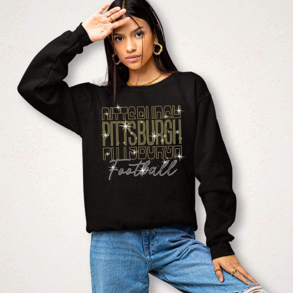 Pittsburgh Rhinestone Gameday Shirt: Retro Football Fan Tee