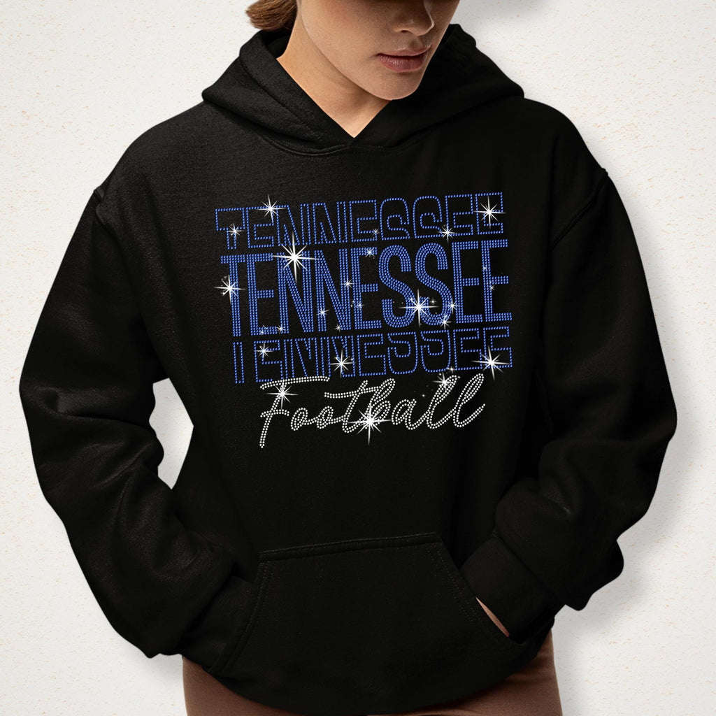 Tennessee Rhinestone Football Shirt: Sparkling Gameday Fan Apparel