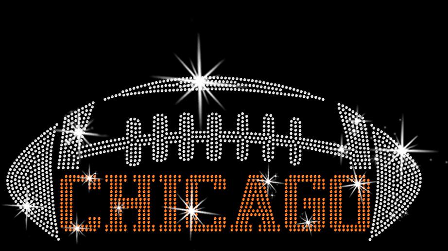 Chicago Rhinestone Football T-Shirt: Glittering Unisex Fan Apparel