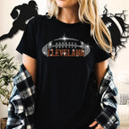 Cleveland Rhinestone Football T-Shirt: Game Day Fan Apparel