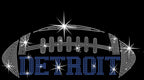 Detroit Rhinestone Football T-Shirt: Bling Glitter Tee, Vintage Style