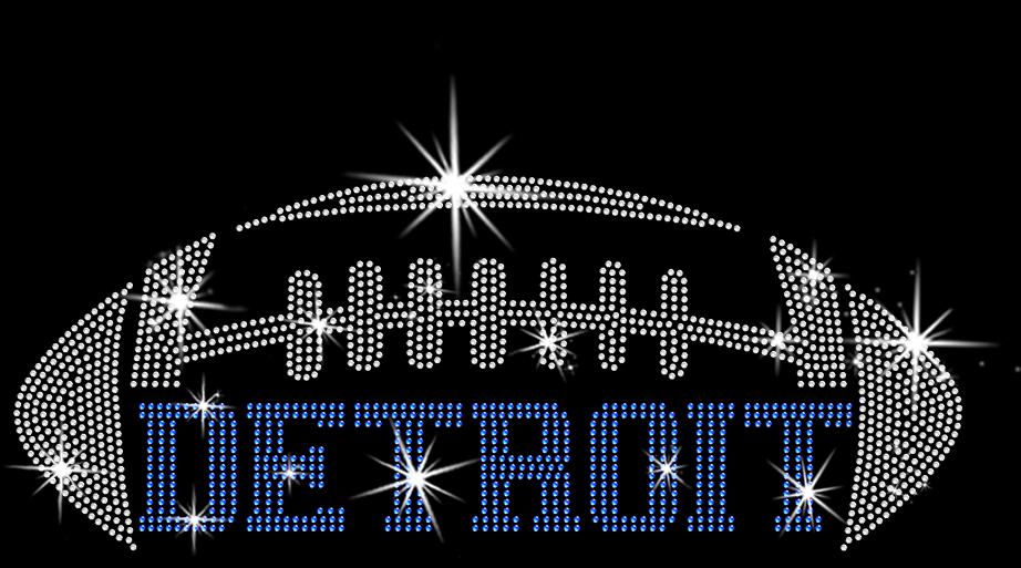 Detroit Rhinestone Football T-Shirt: Bling Glitter Tee, Vintage Style