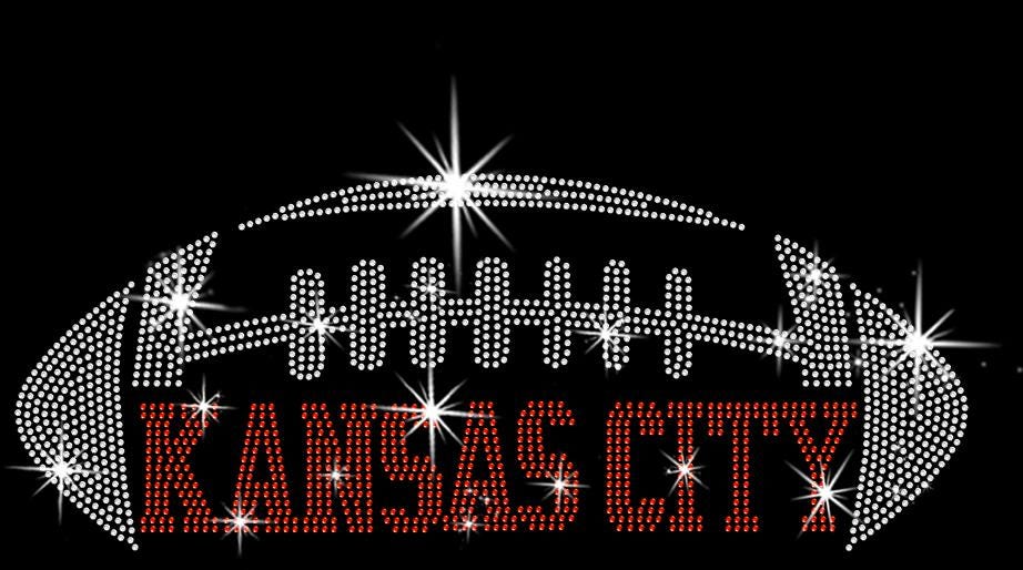 Kansas City Rhinestone Football T-Shirt: Sparkle Bling Game Day Tee