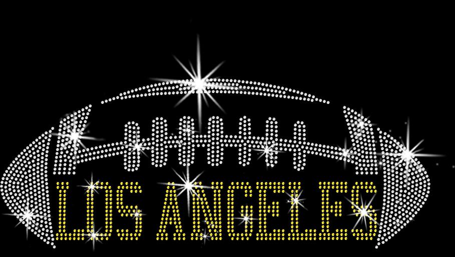 Los Angeles Rhinestone Football T-Shirt: Glittering Unisex Sports Tee