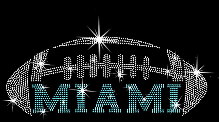 Miami Rhinestone Football Shirt: Game Day Glittering Unisex Tee