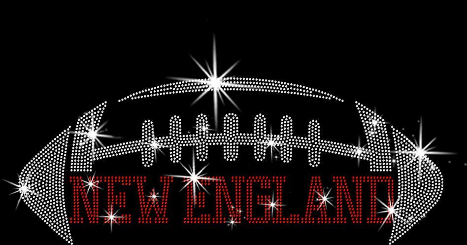 New England Rhinestone Football T-Shirt: New England Glitter Design
