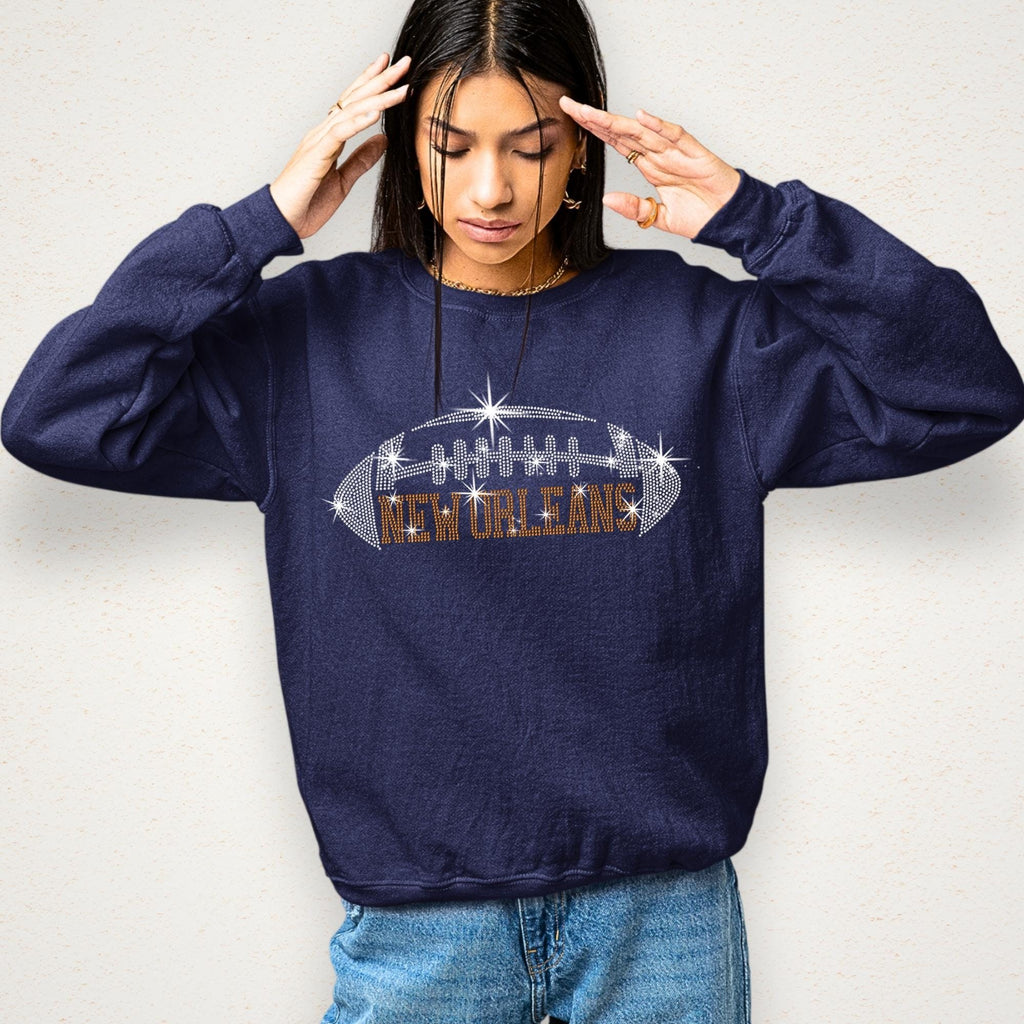 New Orleans Rhinestone Football T-Shirt: Game Day Unisex Shirt