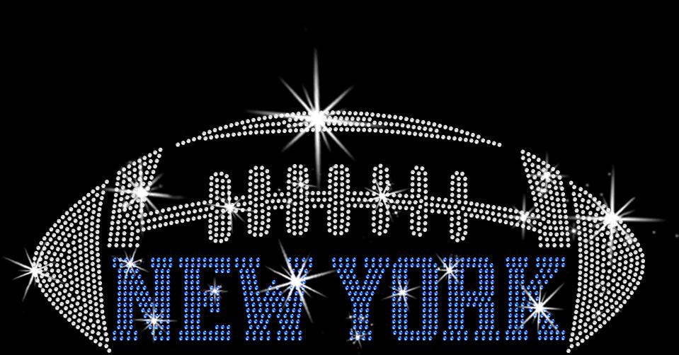 Vintage Style Rhinestone New York Football Shirt: Glitter Design