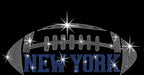 Vintage Style Rhinestone New York Football Shirt: Glitter Design