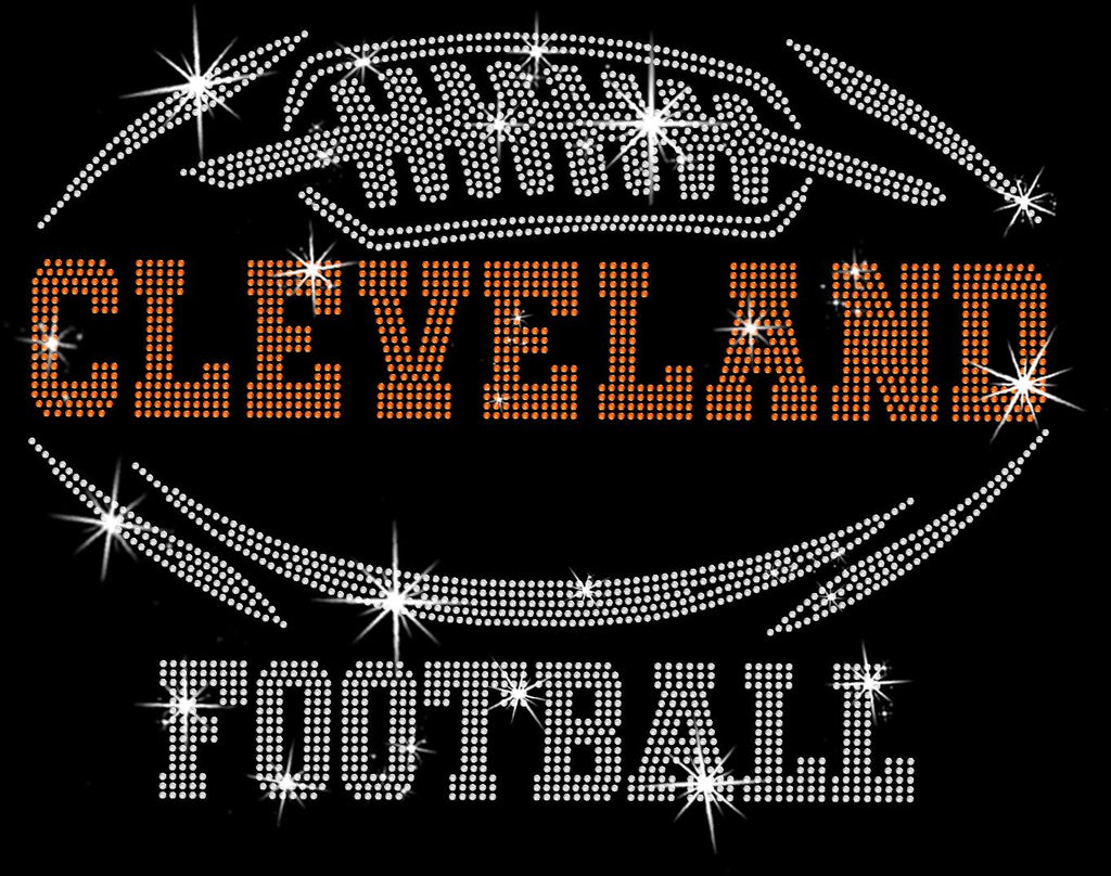 Cleveland Rhinestone Football T-Shirt: Shiny Game Day Tee