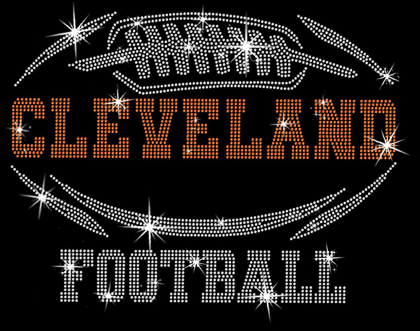 Cleveland Rhinestone Football T-Shirt: Shiny Game Day Tee