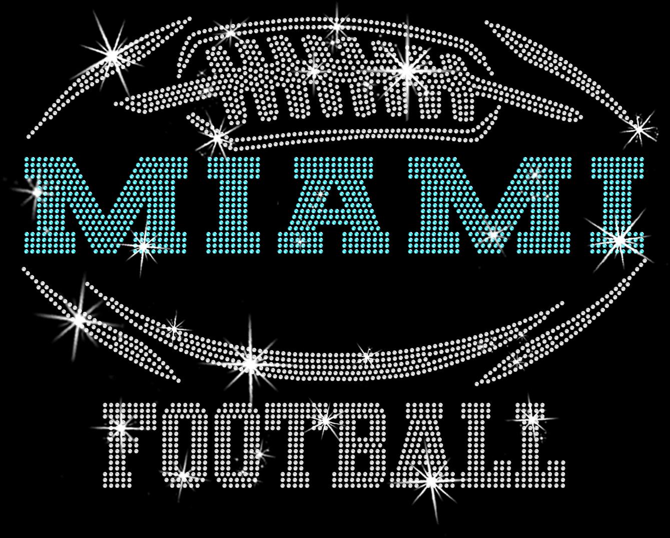 Miami Rhinestone Football T-Shirt: Sparkling Game Day Tee