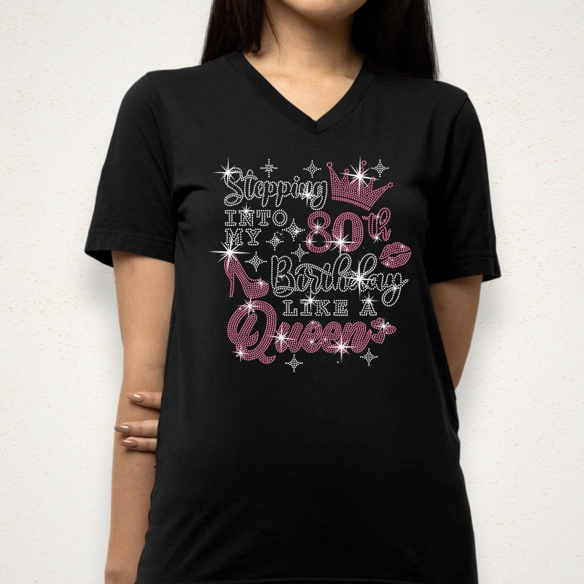 Rhinestone Birthday Queen T-Shirt: Custom Milestone Sparkle Secondary image