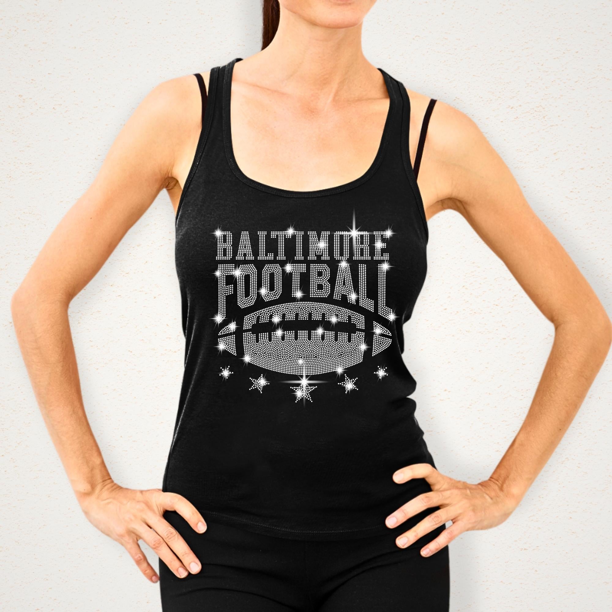 Baltimore Rhinestone Football Shirt: Game Day Fan Apparel