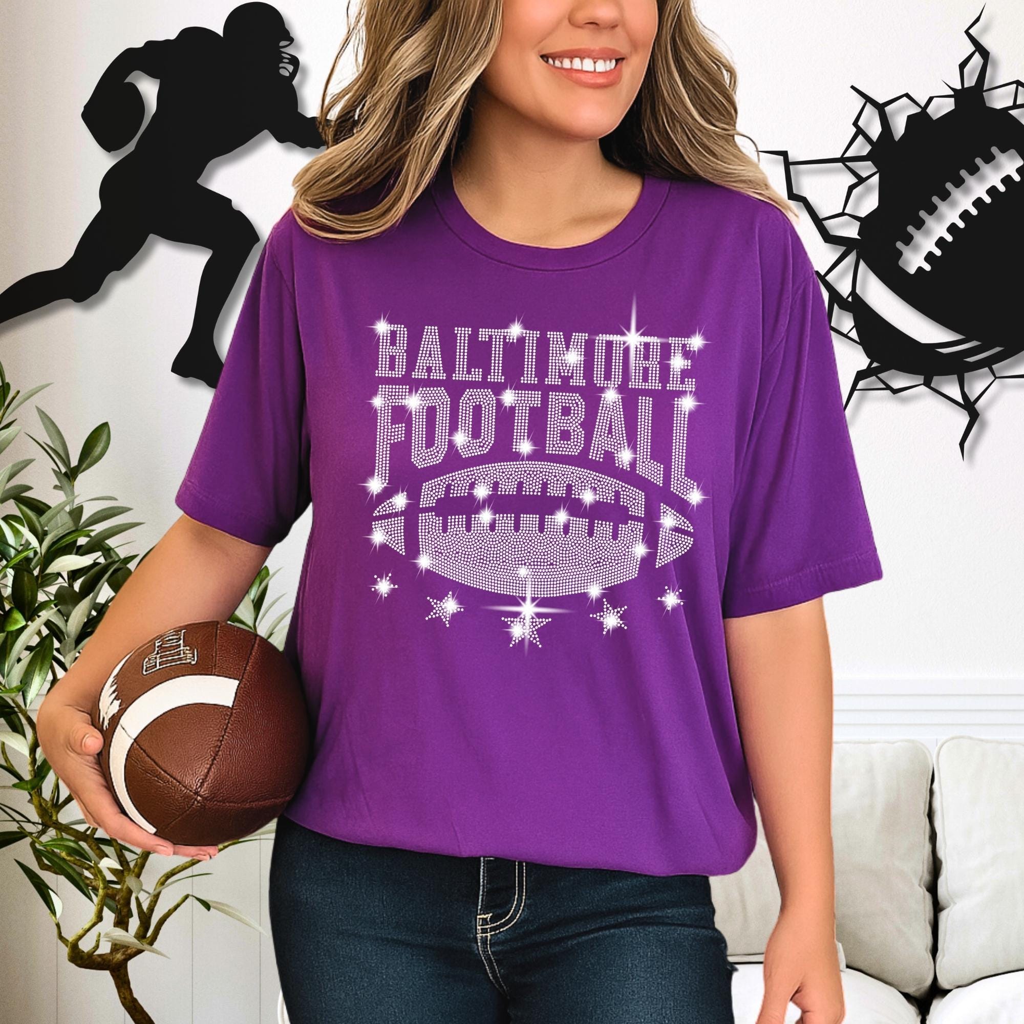 Baltimore Rhinestone Football Shirt: Game Day Fan Apparel Main image