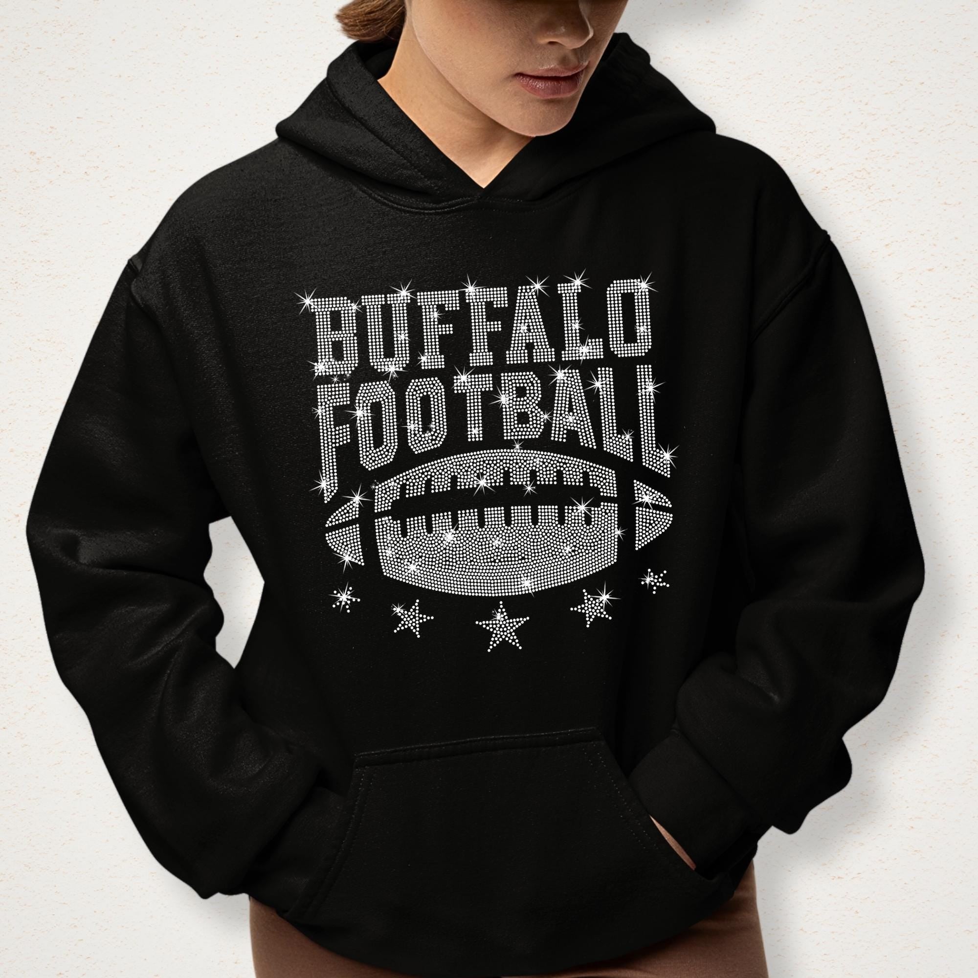 Buffalo Rhinestone Football Shirt: Unique Game Day Apparel