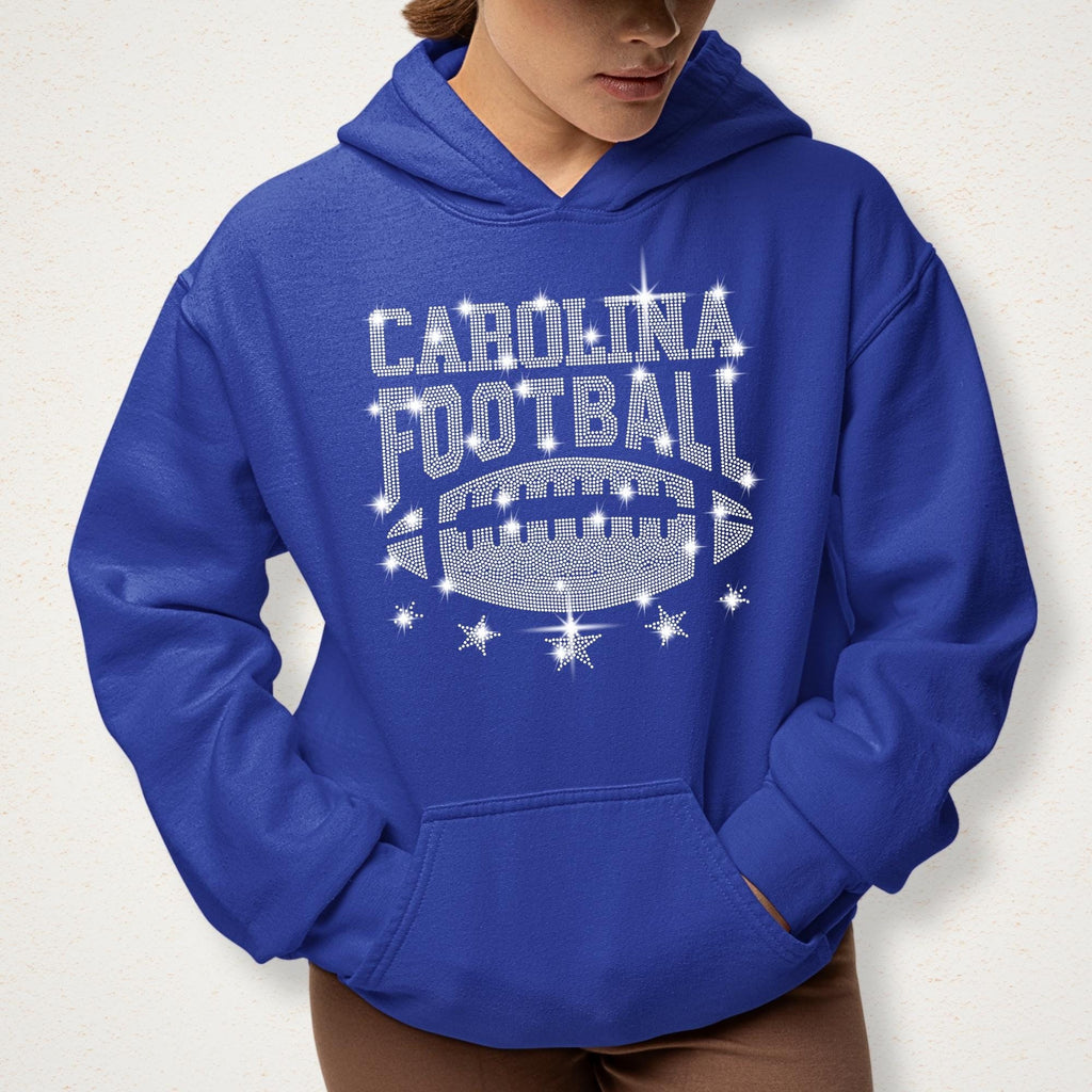 Carolina Rhinestone Football Shirt: Game Day Fan Apparel